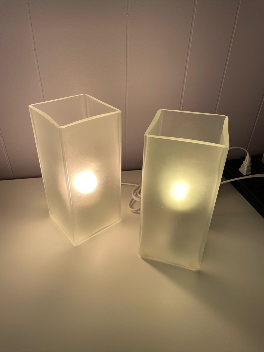 ikea grönö frosted glass lamps x 2